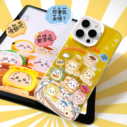 Japanese Cartoon ChiiKawa Yum Cha Laser Case | Morning Tea Dim Sum - Phone Case Samsung Galaxy S26 S25 S24 S23 S22 S21 FE Ultra Edge