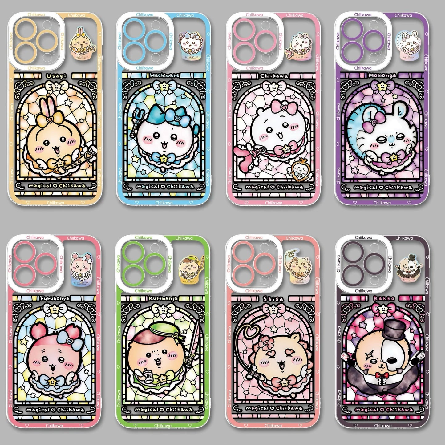 Japanese Cartoon Phone Case Magical Girl with Glass Window Clean Version | Chiikawa Hachiware Usagi Momonga Kurimanju Rakko Shisa Furuhonya - iPhone Case PLUS SE2 11 12 13 14 15 16 16e 17 17e Pro Promax 12mini 13mini