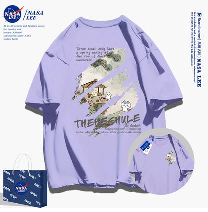 Japanese Cartoon ChiiKawa Casual Style T-Shirt Series | Chiikawa Hachiware Usagi Japanese Picnic Front & Back - Kawaii Fashion Items