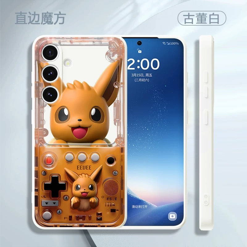 Japan Cartoon Pokemon Fun 3D Print Game Console Version Colour Silicon Case | Pikachu Bulbasaur Squirtle Charmander Psyduck Jigglypuff Eevee Gengar - Phone Case Samsung Galaxy S26 S25 S24 S23 S22 S21 FE Ultra Edge