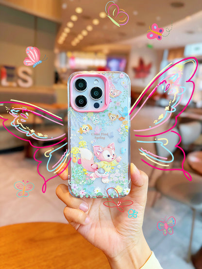 Cartoon Design Cute Teddy Bear LinaBell Sping Garden - iPhone Case 13 14 15 Pro Promax