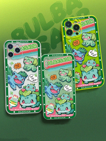 Japanese Cartoon Pokemon | Fluorescent Clear Case Evolution Gengar Jigglypuff Pikachu Squirtle Bulbasaur Charmander - iPhone Case 11 12 13 14 Pro Promax