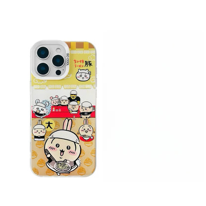 Japanese Cartoon ChiiKawa Pork Ramen Restaurant Laser Case | ChiiKawa Hachiware Usagi Momonga - iPhone Case 11 12 13 14 15 16 16e 17 17e Pro Promax