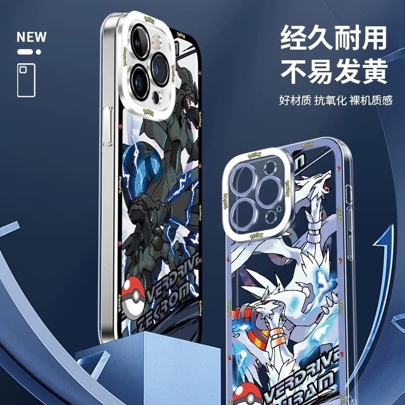 Japan Cartoon Pokemon Mega Evolution Anime | Dialga Kyurem Palkia Reshiram Zekrom - iPhone Case PLUS SE2 XS XR X 11 12 13 14 15 16 16e 17 17e Pro Promax 12mini 13mini