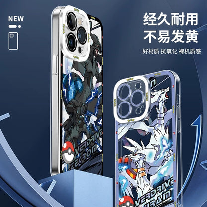 Japan Cartoon Pokemon Mega Evolution Anime | Dialga Kyurem Palkia Reshiram Zekrom - iPhone Case PLUS SE2 XS XR X 11 12 13 14 15 16 16e 17 17e Pro Promax 12mini 13mini
