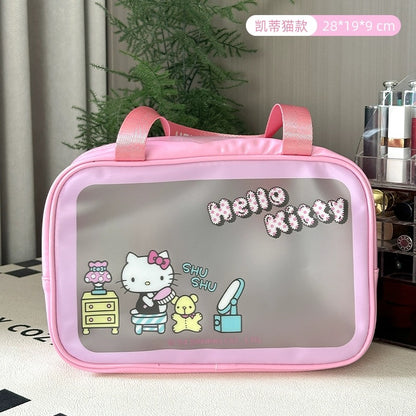 Japanese Cartoon Sanrio with Friends Waterproof Matt Makeup Plastic Bag | Hello Kitty My Melody Kuromi Cinnamoroll Pochacco - Bedroom Girl Gift