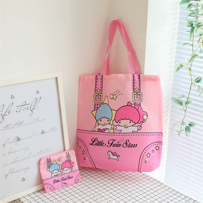 Japanese Cartoon Luggage Style Fold Up Tote Bag | Hello Kitty My Melody Kuromi Little Twin Stars Cinnamoroll Pompompurin - Kawaii Little Bag