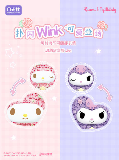 Sanrio Romantic Preserved Flowers Mini Blocks Set | My Melody Kuromi - Can Change Wink Face Limited Edition Mini Building Blocks Toy Collections