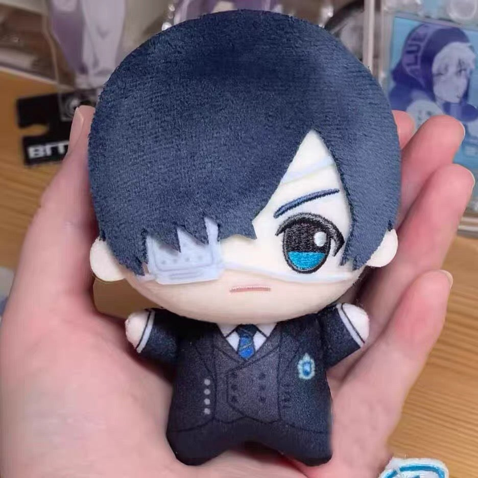 Japanese Anime Black Butler Kuro Shitsuji Keychain | Ciel Sebastian with Sound Cute Kawaii 10cm Nunu Doll - Cute Kawaii Item