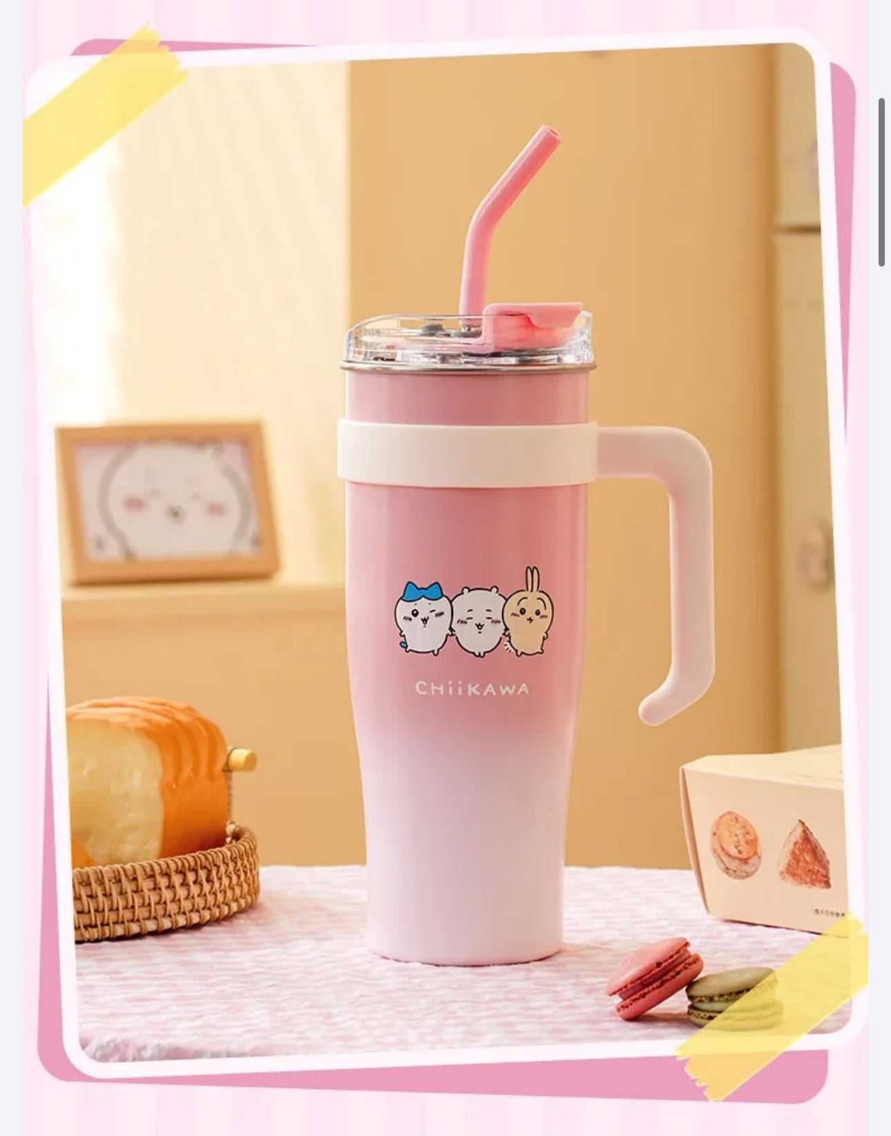 ChiiKawa X Miniso | Keep Cool Cup Tumbler with Straw - Kawaii Decoration Warm Cool Lovely Coffee Cup