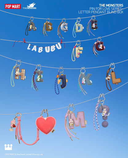 Popmart The Monster Pin For Love Series Limited Edition | Letter Pendant N-Z with Pins Keychain - 10cm Kasing Lung Zimomo Labubu Toy Collection