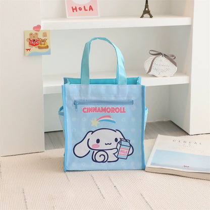 Japanese Cartoon with Foodie Lunch Handbag | Hello Kitty My Melody Kuromi Little Twin Stars Cinnamoroll Pompompurin Pochacco Tuxedosam - Small Tote Bag Picnic