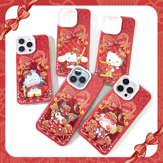 Japanese Cartoon Sanrio Red Rose Laser Case | Hello Kitty My Melody Kuromi Cinnamoroll Hangyodon 5 Styles - Phone Case Samsung Galaxy S26 S25 S24 S23 S22 S21 FE Ultra Edge