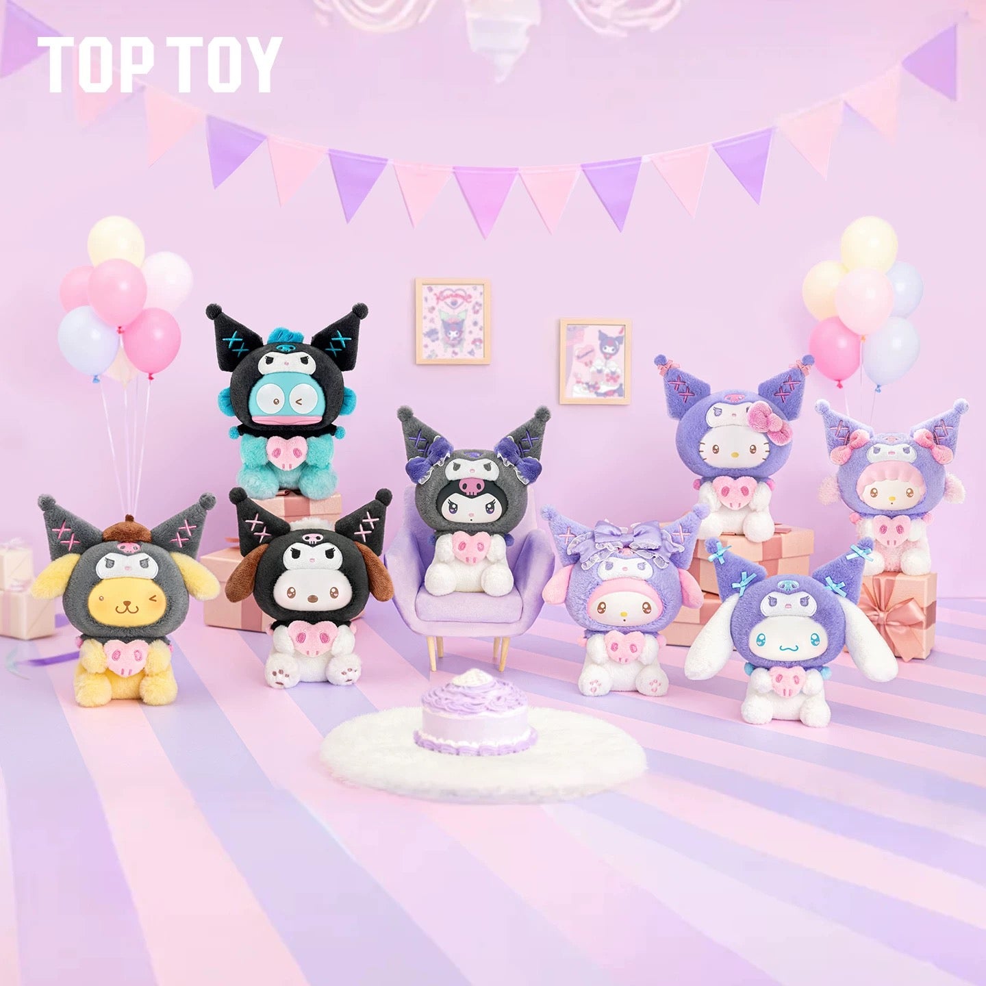 TopToy Sanrio Characters Kuromi Party | Hello Kitty My Melody Piano Kuromi Cinnamoroll Pompompurin Pochacco Hangyodon - Collectable Toys Mystery Blind Box