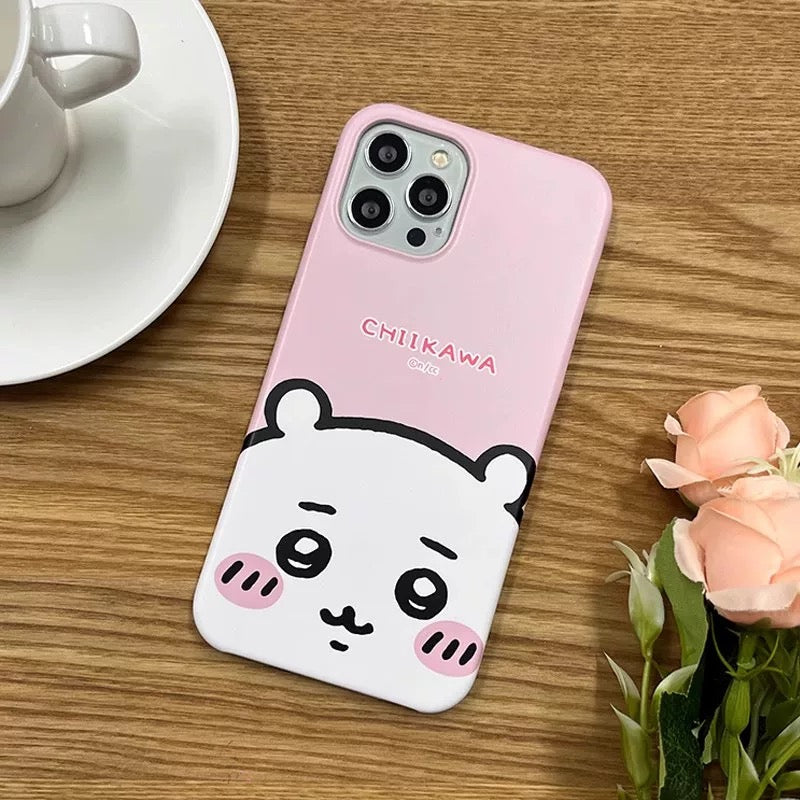 Japanese Cartoon Chiikawa | ChiiKawa Hachiware Usagi Happy Pastel Hard Case - iPhone Case 11 12 13 14 15 16 17 ProMax Pro Plus