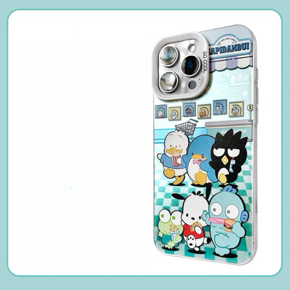 Japanese Cartoon Sanrio Boy Band Laser Case | Pochacco Keroppi Hangyodon Bad Badtz Maru AhirunoPekkle Tuxedosam - Phone Case Samsung Galaxy S26 S25 S24 S23 S22 S21 FE Ultra Edge