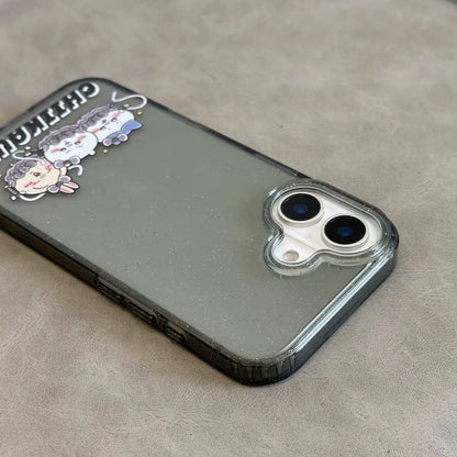 Japanese Cartoon ChiiKawa Gittler Black Clear Case | Devil Group Chiikawa Hachiware Usagi - iPhone Case Plus SE2 11 12 13 14 15 16 16e 17 17e Pro Promax 12mini 13mini