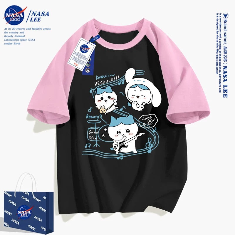 Japanese Cartoon ChiiKawa Casual Style T-Shirt Series | Hachiware Play Music Cinnamoroll Outing - Kawaii Fashion Items