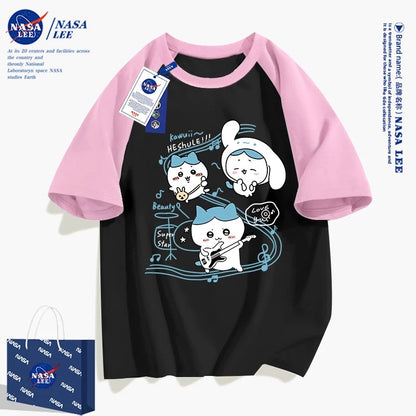 Japanese Cartoon ChiiKawa Casual Style T-Shirt Series | Hachiware Play Music Cinnamoroll Outing - Kawaii Fashion Items