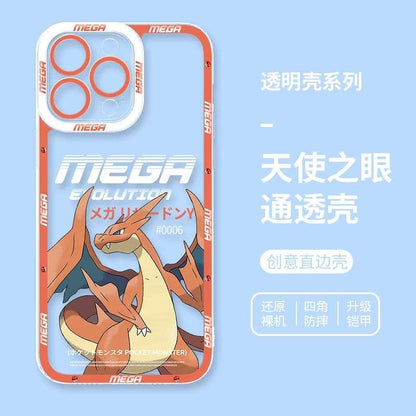 Japan Cartoon Pokemon Mega Evolution | Charizard Y - iPhone Case 6 7 8 PLUS SE2 XS XR X 11 12 13 14 15 16 16e Pro Promax 12mini 13mini