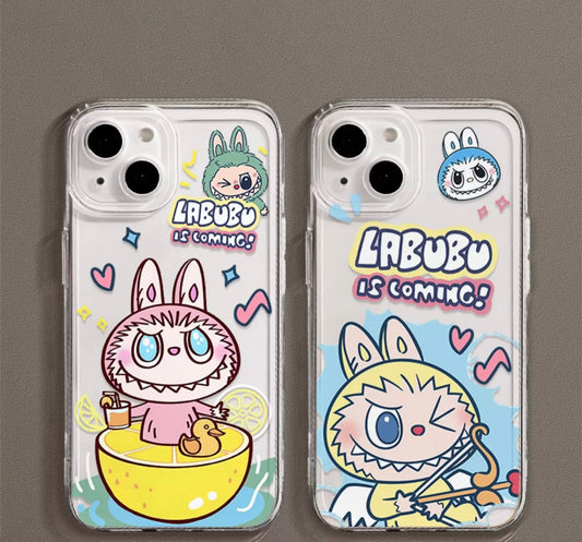 Cute Cartoon Labubu Zimomo | Lemon Tea & Angel - iPhone Case XR XS X 11 12 13 14 15 Pro Plus Promax