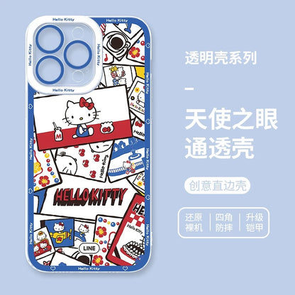 Japanese Cartoon Hello Kitty | Vintage Kitty Blue Version - iPhone Case PLUS SE2 XS XR X 11 12 13 14 15 16 16e 17 17e Pro Promax 12mini 13mini