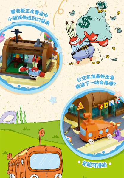 AreaX Spongebob Bikini Bottom | Large Display Fish Tank - Building Blocks Toy Collections