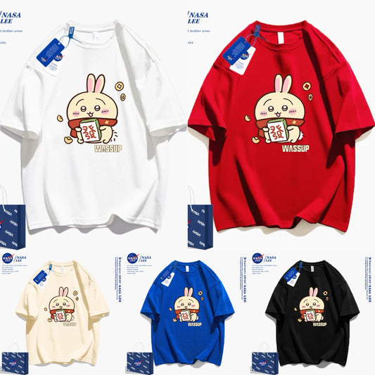 Japanese Cartoon ChiiKawa Casual Style T-Shirt Series | Usagi Get Rich - Kawaii Fashion Items