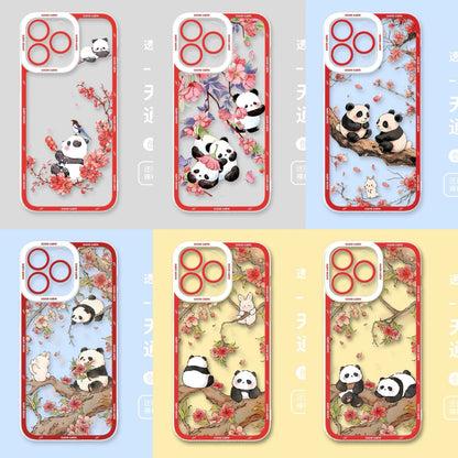 Cute Animal Panda | Chinese Ink Painting Red Version - iPhone Case PLUS SE2 XS XR X 11 12 13 14 15 16 16e 17 17e Pro Promax 12mini 13mini