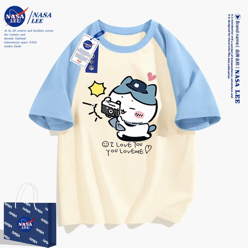 Japanese Cartoon ChiiKawa Casual Style T-Shirt Series | Hachiware Happy Picnic with Camera 2 - Kawaii Fashion Items