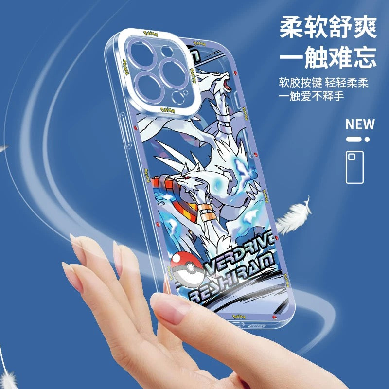 Japan Cartoon Pokemon Mega Evolution Anime | Dialga Kyurem Palkia Reshiram Zekrom - iPhone Case PLUS SE2 XS XR X 11 12 13 14 15 16 16e 17 17e Pro Promax 12mini 13mini