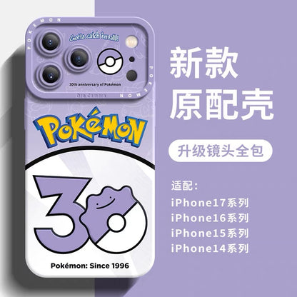 Japanese Cartoon Pokemon Silicone Case Pokemon 30 Anniversary Version Part1 | Bulbasaur Charmander Squirtle Pikachu Psyduck Ditto Slowpoke Gastly 8 Styles - iPhone Case PLUS SE2 XS XR X 11 12 13 14 15 16 16e 17 17e Pro Promax 12mini 13mini