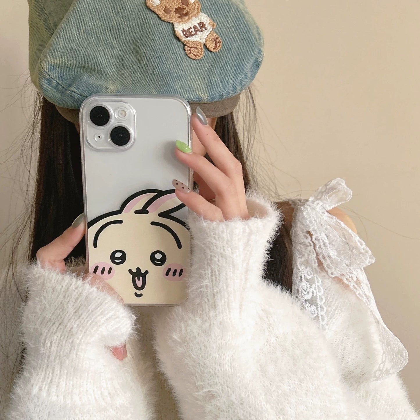 Japanese Cartoon Chiikawa | ChiiKawa Hachiware Usagi Happy Soft Clear Case - iPhone Case 11 12 13 14 15 16 17 ProMax Pro Plus