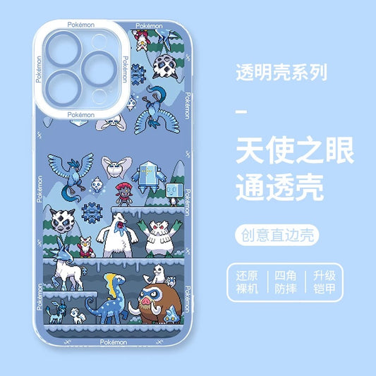 Japan Cartoon Pokemon Pixel Group Verison | Ice Type - iPhone Case 6 7 8 PLUS SE2 XS XR X 11 12 13 14 15 16 16e Pro Promax 12mini 13mini