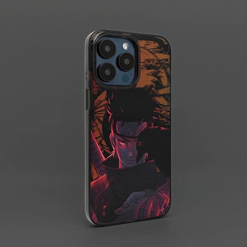 Japanese Anime Naruto Ninja | Laser Itachi with Crow - iPhone Case 7 8 PLUS XS XR X 11 12 13 14 15 16 Pro Promax SE3 SE2 KawaiiGiftLand