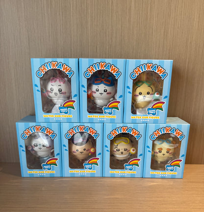 ChiiKawa X Miniso Hot Summer Series | ChiiKawa Hachiware Usagi Momonga Kurimanju Rakko Shisa Playing Water Gun Cute Plastic Doll Keychain - Kawaii Items Room Decoration Doll