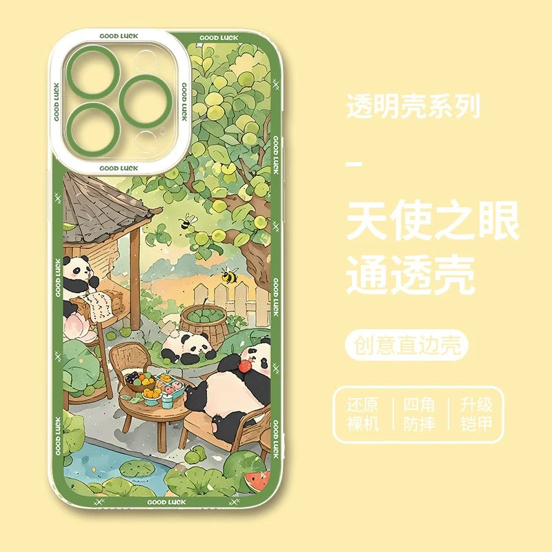 Cute Animal Panda | Season Times - iPhone Case PLUS SE2 XS XR X 11 12 13 14 15 16 16e 17 17e Pro Promax 12mini 13mini