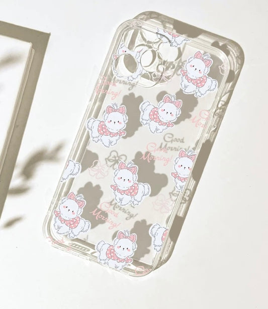 Lovely White Dog with Ribbon iPhone case Kawaii Lovely Cute Lolita iPhone 6 7 8 PLUS SE2 XS XR X 11 12 13 14 15 Pro Promax 12mini 13mini