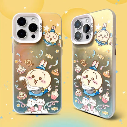Japanese Cartoon ChiiKawa Cafe Waiter Laser Case | ChiiKawa Hachiware Usagi Momonga - iPhone Case 11 12 13 14 15 16 16e 17 17e Pro Promax