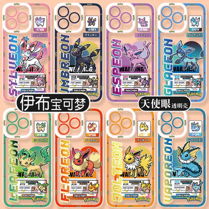 Japan Cartoon Pokemon Game Pixel Evolution Evolve Version | Eevee Vaporeon Jolteon Flareon Espeon Umbreon Leafeon Glaceon Sylveon - iPhone Case PLUS SE2 XS XR X 11 12 13 14 15 16 16e 17 17e Pro Promax 12mini 13mini