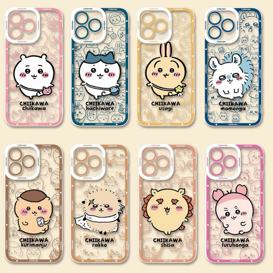 Japanese Cartoon Chiikawa Outing Daily with Comic | Chiikawa Hachiware Usagi Momonga Kurimanju Rakko Shisa Furuhonya 8 Styles - iPhone Case PLUS SE2 XS XR X 11 12 13 14 15 16 16e 17 17e 18 Pro Promax 12mini 13mini