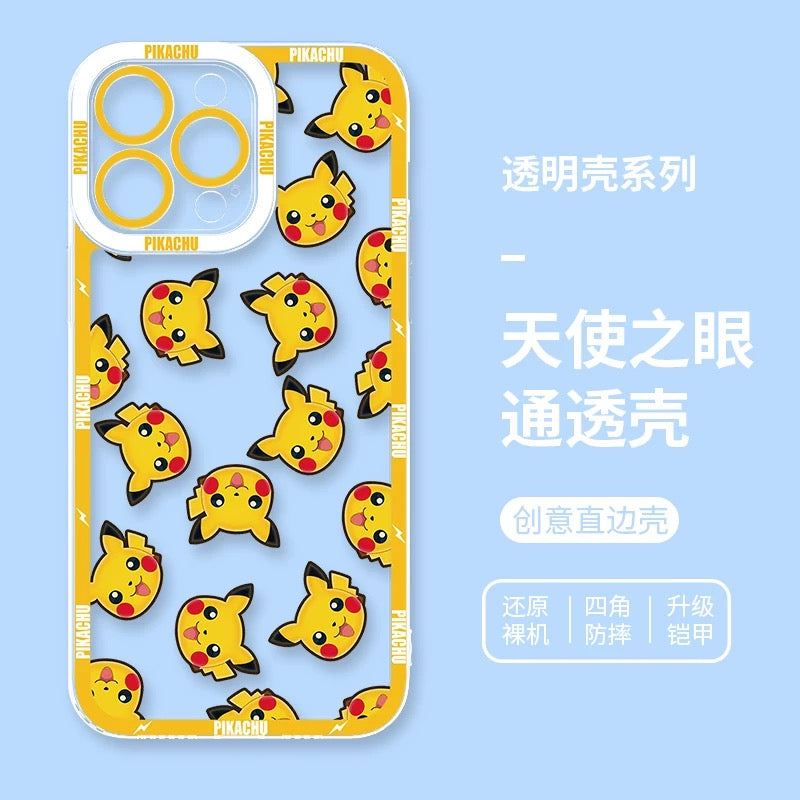 Japan Cartoon Pokemon Full Happy Face Verison | Pikachu - iPhone Case 6 7 8 PLUS SE2 XS XR X 11 12 13 14 15 16 16e Pro Promax 12mini 13mini