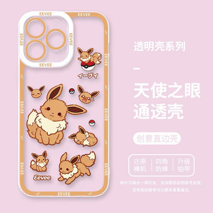Japanese Cartoon Pokemon Case Eevee Evolution Cute Emo Version | Eevee Vaporeon Jolteon Flareon Espeon Umbreon Leafeon Glaceon Sylveon 9 Styles - iPhone Case PLUS SE2 XS XR X 11 12 13 14 15 16 16e 17 17e Pro Promax 12mini 13mini