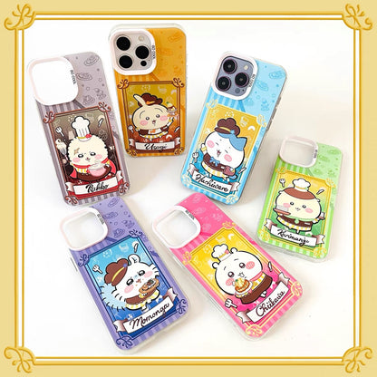 Japanese Cartoon ChiiKawa Cafe Cake Chef Laser Case | Chiikawa Hachiware Usagi Momonga Kurimanju Rakko 6 Styles - Phone Case Samsung Galaxy S26 S25 S24 S23 S22 S21 FE Ultra Edge