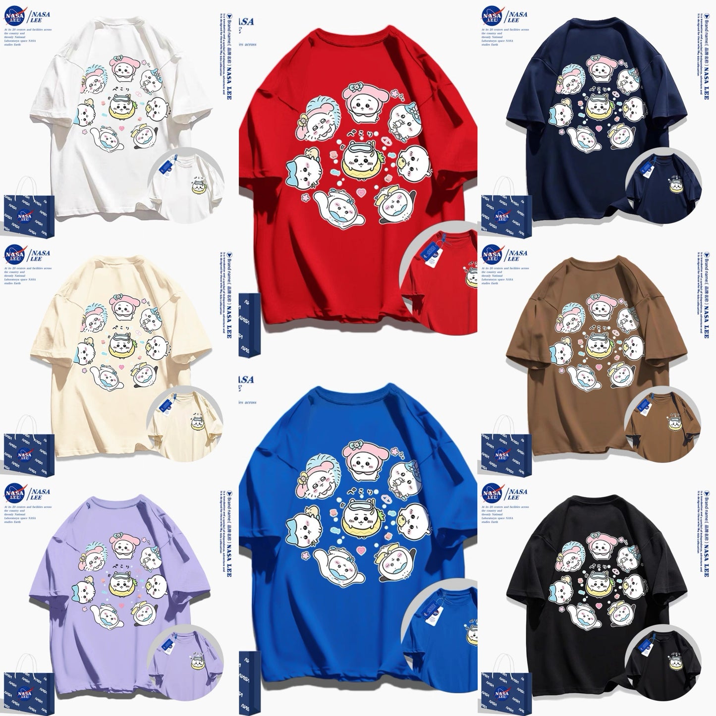 Japanese Cartoon ChiiKawa Casual Style T-Shirt Series | Sanrio Chiikawa Hachiware Momonga - Kawaii Fashion Items