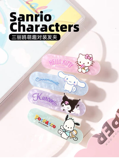 Set of 2 Sanrio Lovely Hair Clip Hello Kitty Kuromi Cinnamoroll Pochacco