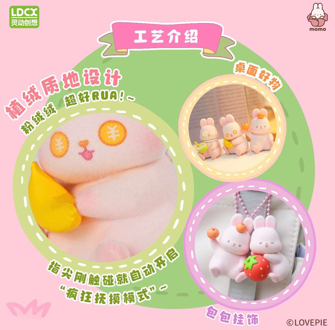 Momo with Bunny Kawaii Lovely Characters | Keychain Series 1 - Toy Collection Mystery Blind Box