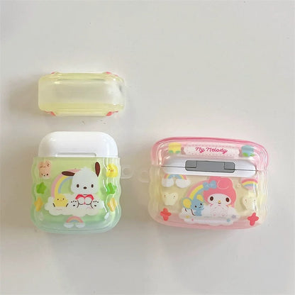 Japanese Cartoon Colourful Rainbow with Heart Keychain | Hello Kitty My Melody Kuromi Cinnamoroll Pochacco AirPods AirPodsPro AirPods3 Case