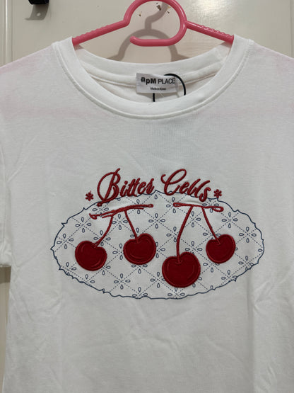 Korean Fashion Cute Fruits Style T-Shirt Series | Korea Girl Style Slim Cut Embroidery Cherry - Kawaii Fashion Items