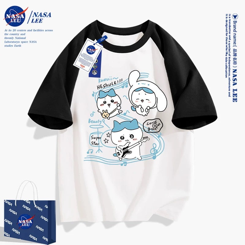 Japanese Cartoon ChiiKawa Casual Style T-Shirt Series | Hachiware Play Music Cinnamoroll Outing - Kawaii Fashion Items